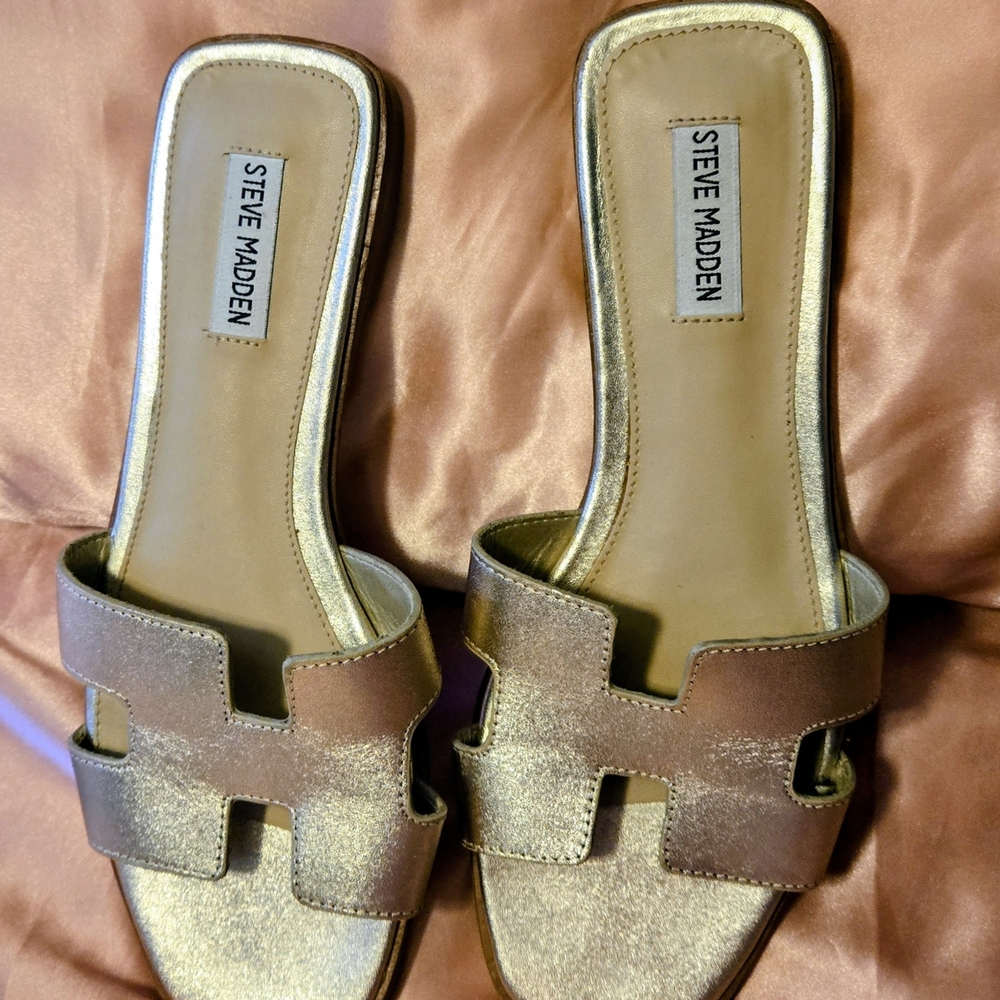 Steve Madden Metallic Gold Slide Sandals